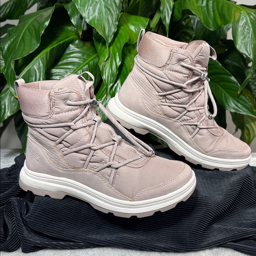 Ryka Brae Mauve Taupe Lace Up Water Repellent Boots - Women's 7M